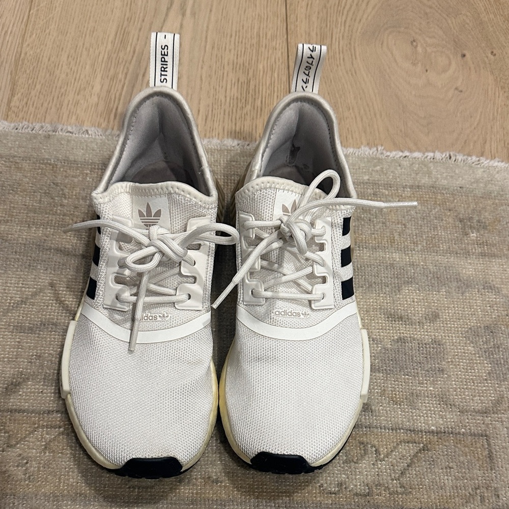 adidas Women's White Athletic Shoes with Black Stripes